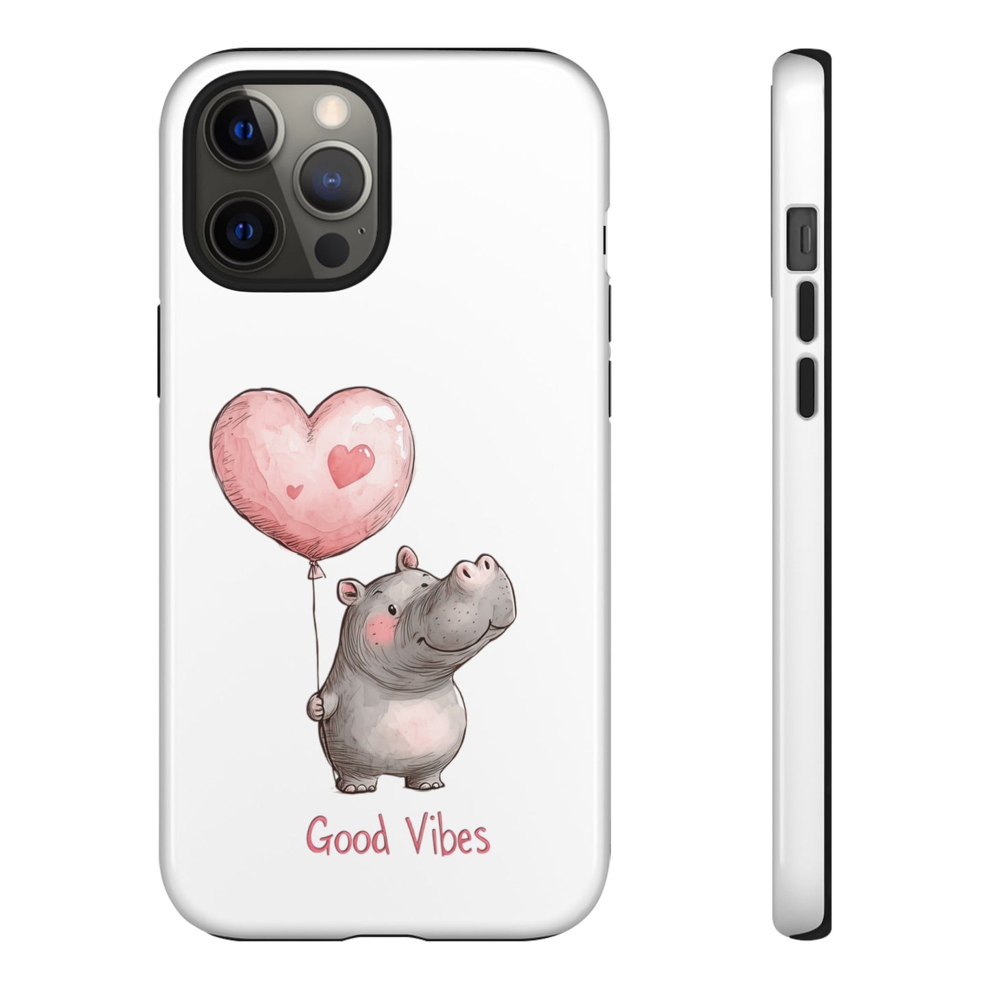 Cute Hippo Phone Case - Good Vibes Design, Animal Lover Gift, Fun Accessory, Birthday Present, Phone Accessories