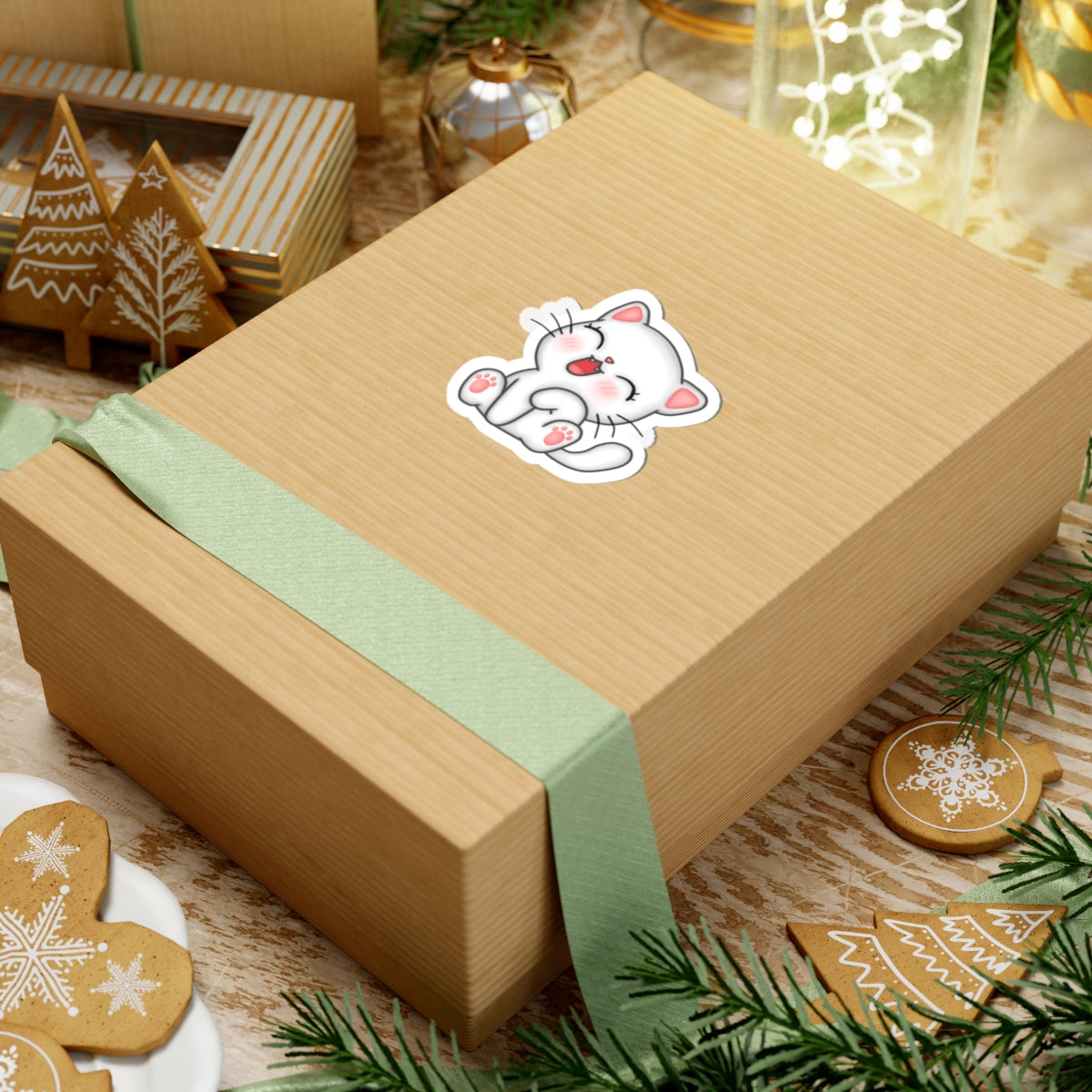 Cute Cat Kiss-Cut Stickers, Adorable Cat Stickers for Laptops, Scrapbooking, Gifts for Cat Lovers, Playful Decor