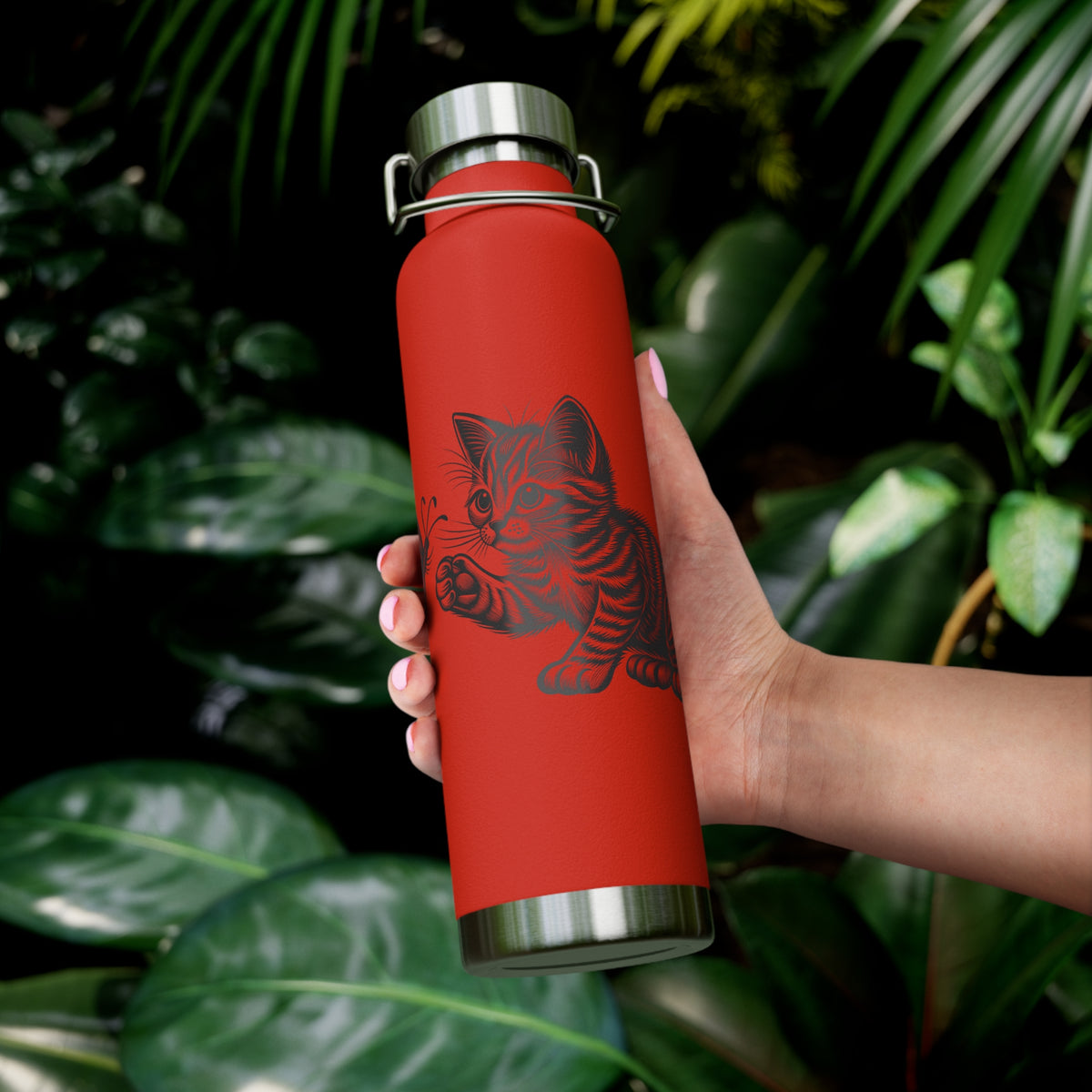 Cat and Butterfly Insulated Water Bottle - 22oz insulated bottle