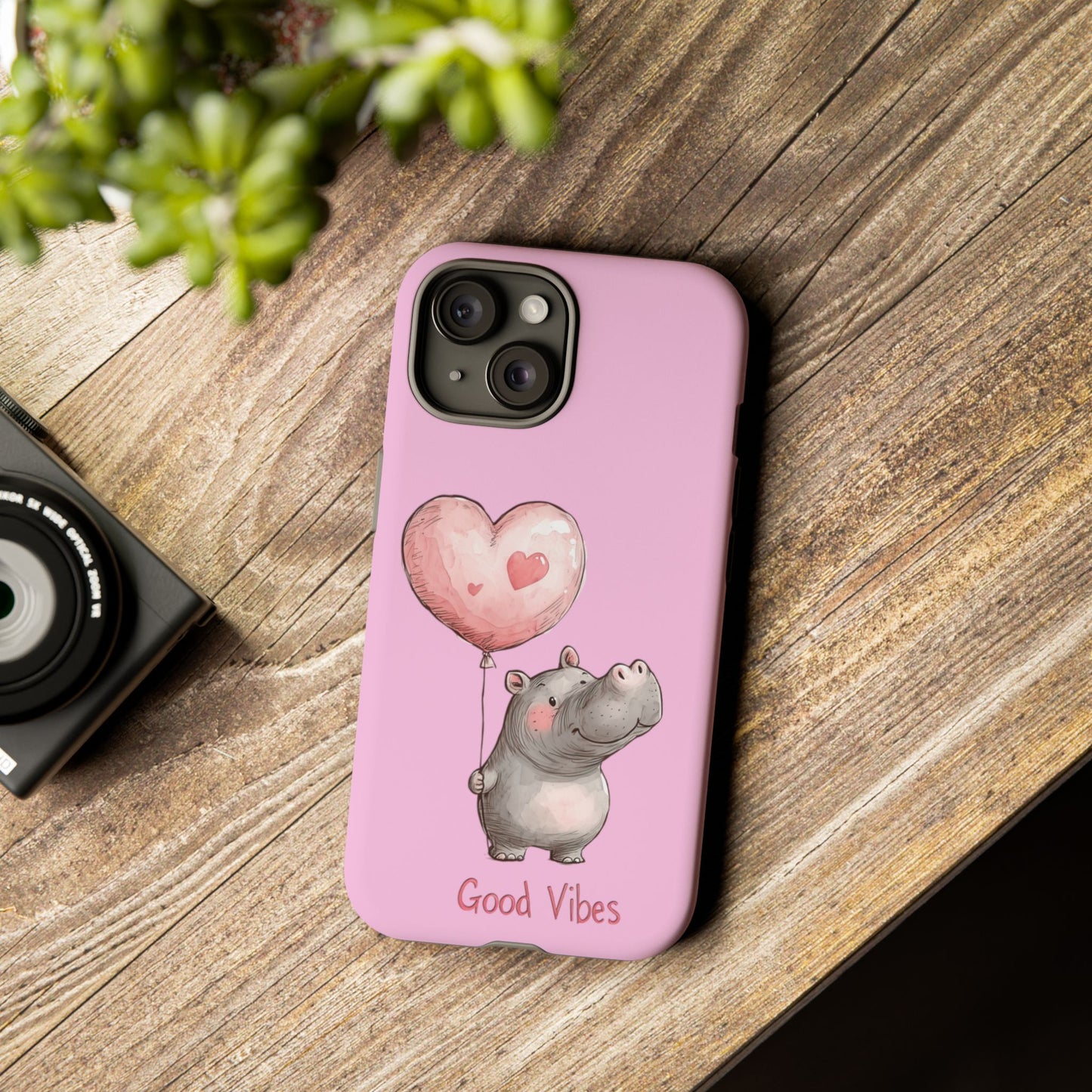 Cute Hippo Phone Case | Good Vibes, Gift for Friends, Cute Phone Accessories, Animal Lover Gift, Happy Phone Cover