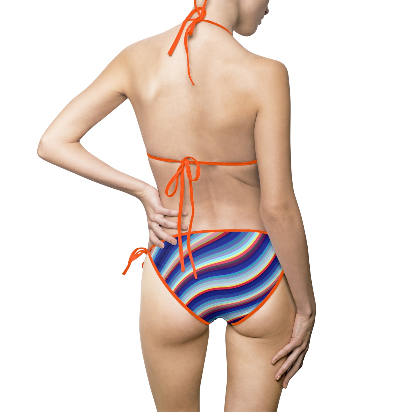 Women's Colorful Stripe Bikini Set, Summer Beachwear, Swimsuit, Vacation Essentials, Pool Party Attire, Trendy Swimwear