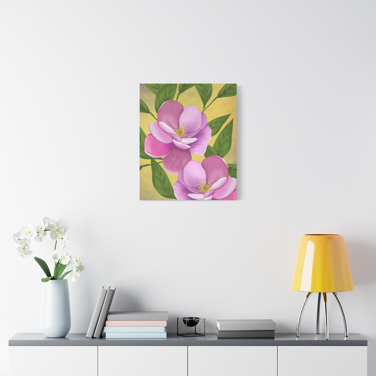 Matte Canvas, Stretched, 1.25" Tulips Pink and Purple Flowers