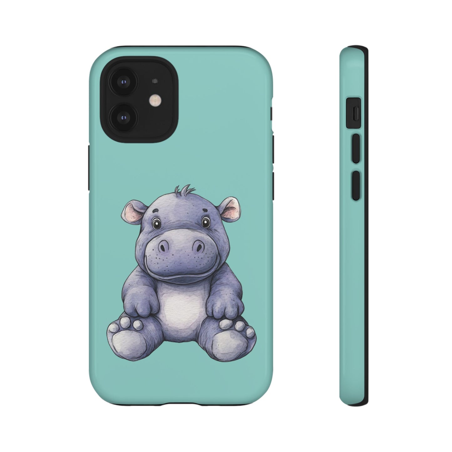 Cute Hippo Phone Case, Tough Phone Cover, Fun Animal Case, Gift for Kids, Cute Decor, Birthday Present