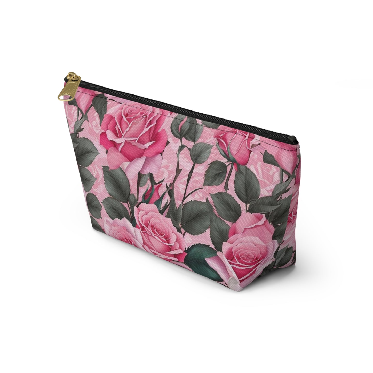 Floral Accessory Pouch - Stylish Makeup Bag, Organizer, Travel Toiletry Case, Gift for Her, Rose Flower Design