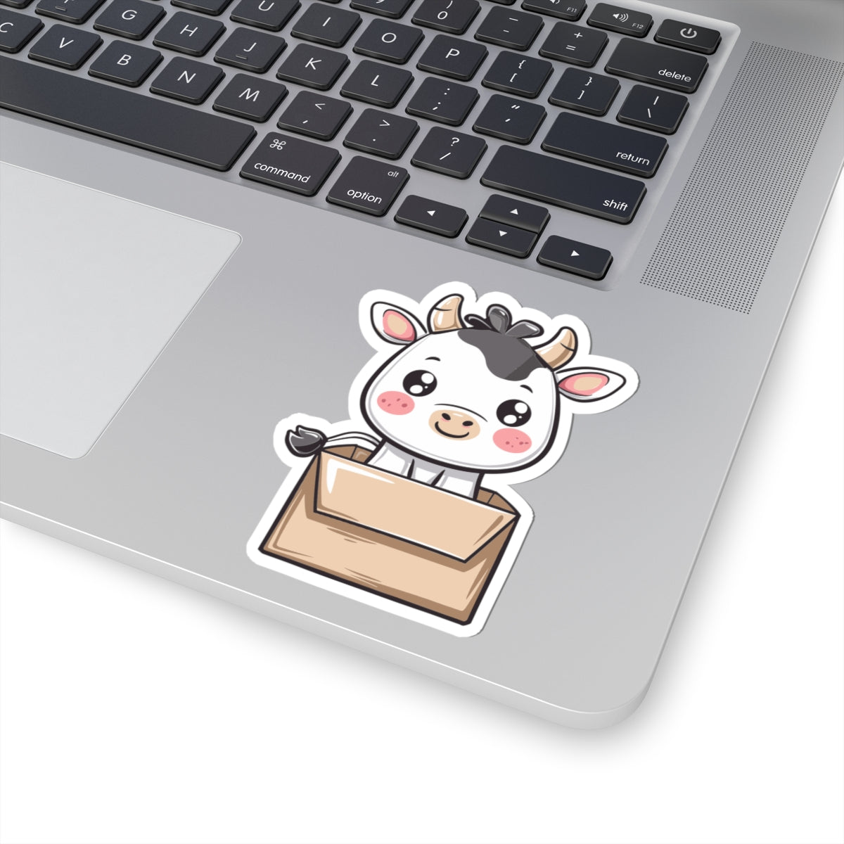 Cute Cow in Box Stickers, Adorable Laptop Decals