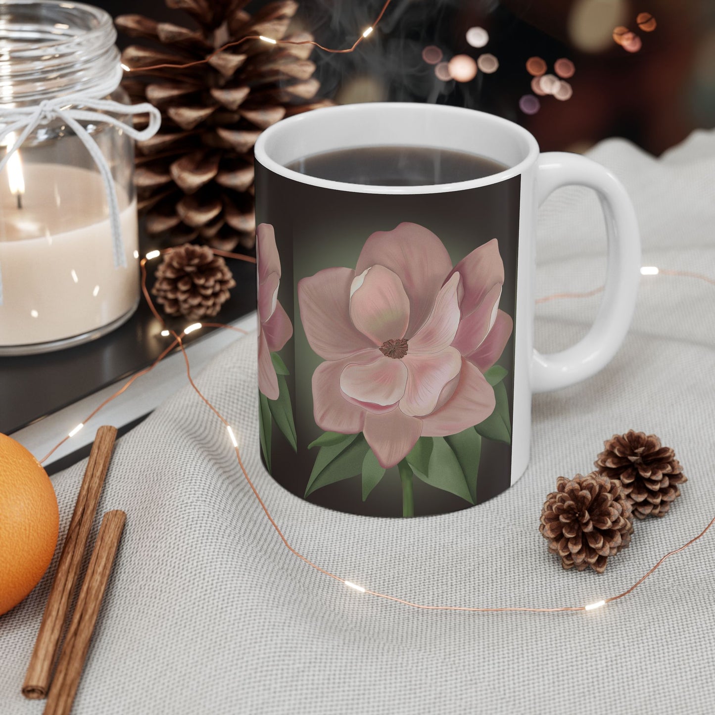 Floral Ceramic Mug - Aesthetic Coffee Cup, Flower Mug, Gift for Her, Botanical Drinkware, Mother's Day Gift, Home Decor