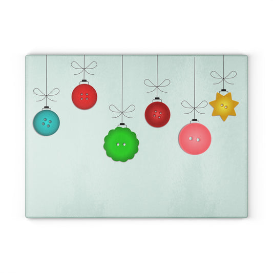Holiday Ornament Glass Cutting Board, Christmas Gift, Kitchen Decor, Festive Cooking, Holiday Baking, Unique Housewarming