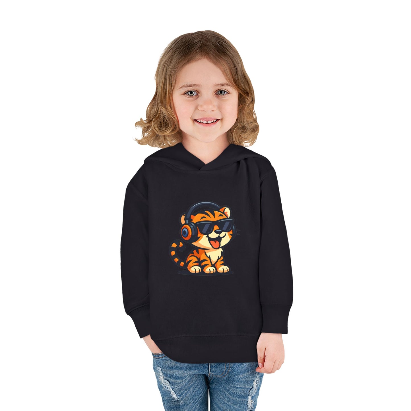 Toddler Cool Cat Fleece Hoodie - Fun Kids Apparel for Playtime, Birthday Gift, Nursery, Casual Wear, Music Lovers