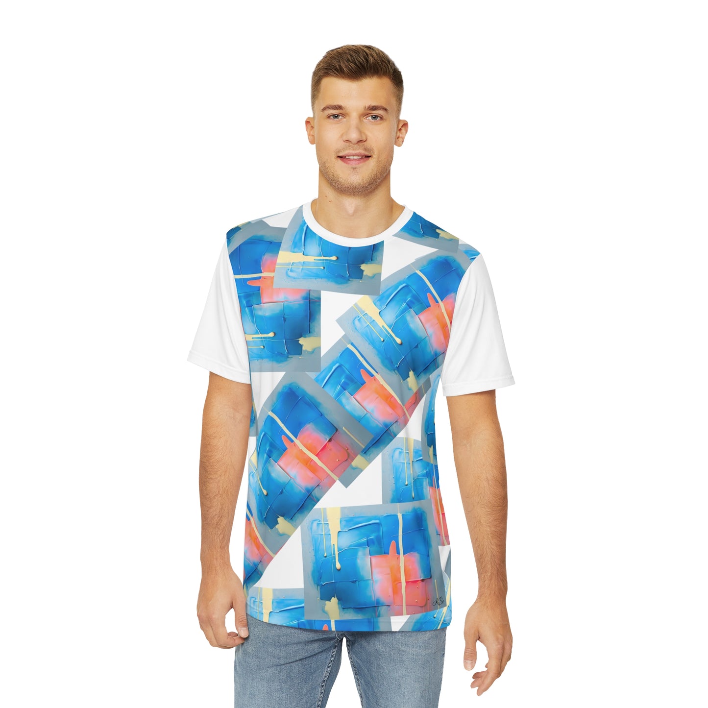 Vibrant Abstract Art Tee, Stylish Men's Polyester T-Shirt