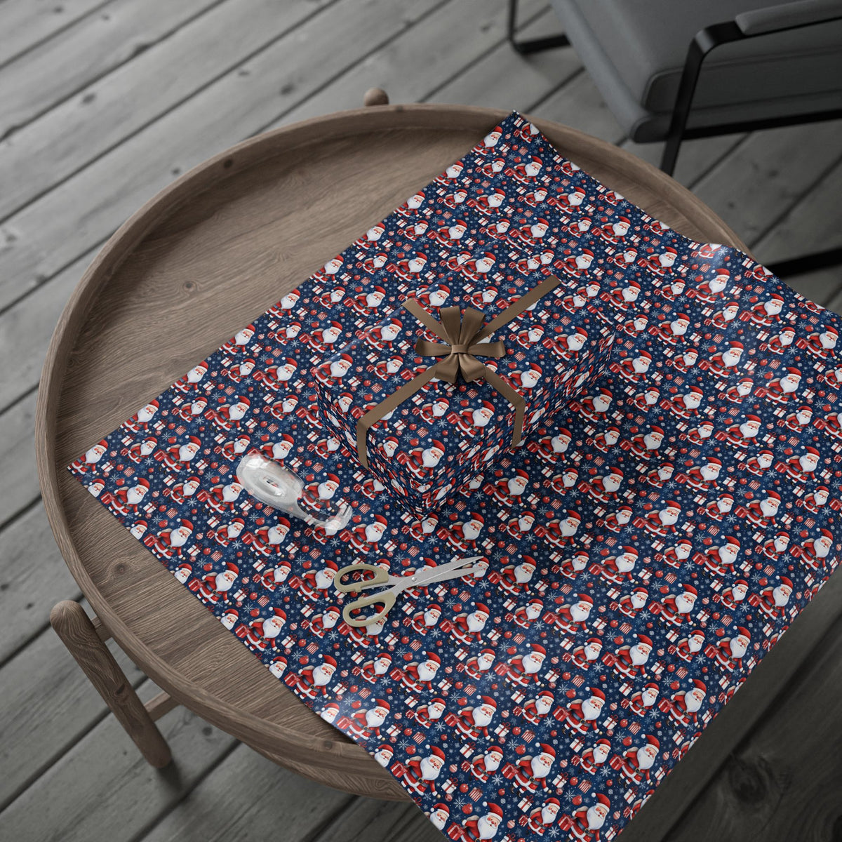 Santa Pattern Wrapping Paper Roll — Festive Christmas Gift Wrap
