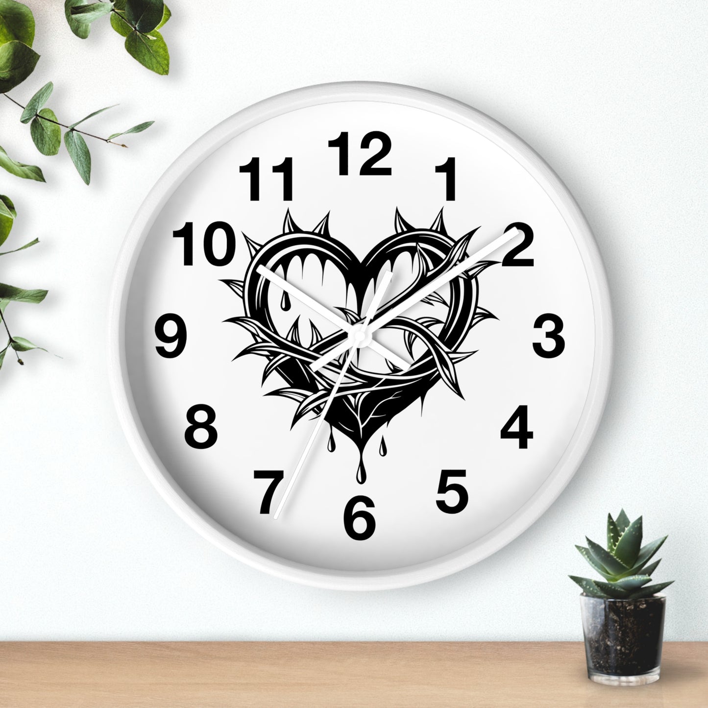 Heart & Thorns Wall Clock - Gothic Decor, Home Wall Art, Unique Timepiece, Perfect Gift for Her, Stylish Home Accessories
