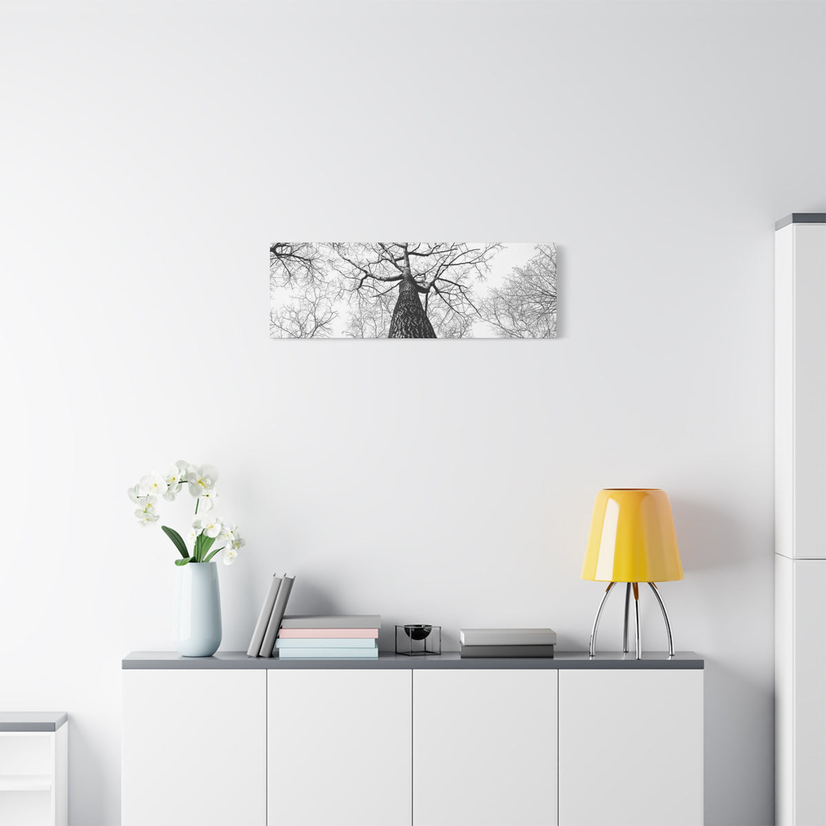 Black & White Tree Canopy Matte Canvas Wall Art — Upward Forest Photography