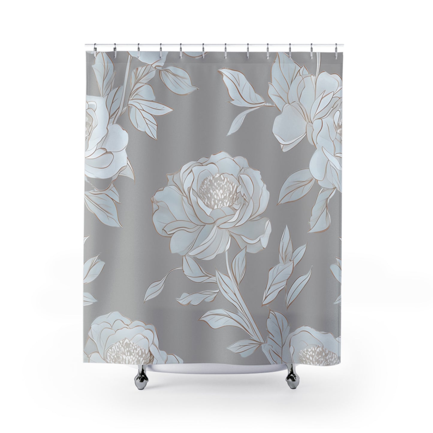 Elegant Floral Shower Curtain, Boho Bathroom Decor