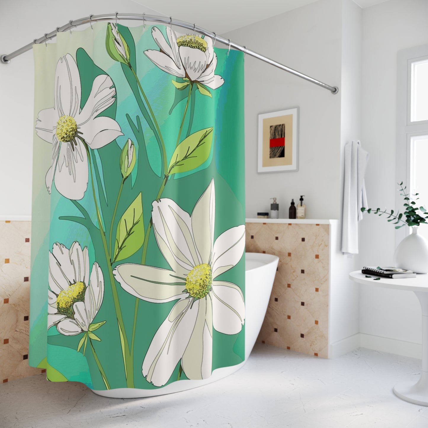 Vibrant Floral Shower Curtain, Boho Bathroom Decor, Great for Home Makeovers, Ideal Gift for Housewarmings and Weddings, Nature-Inspired