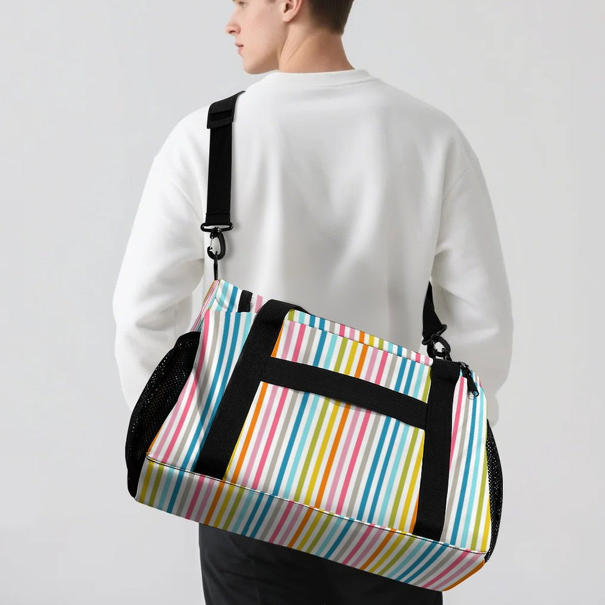 Travel Duffel Bag - Rainbow striped
