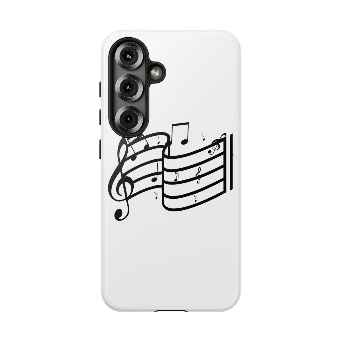 Musical Notes Phone Case — Black Treble Clef Music Staff Tough Case