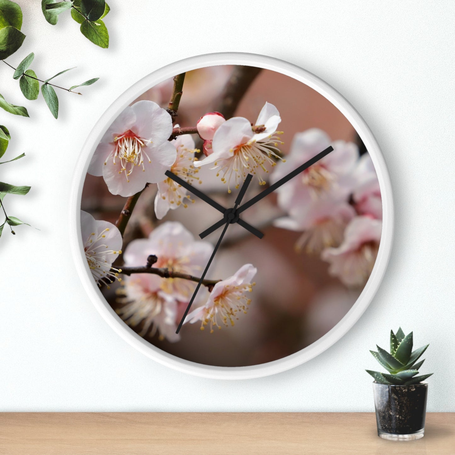 Elegant Floral Wall Clock, Spring Decor, Home Office Accessory