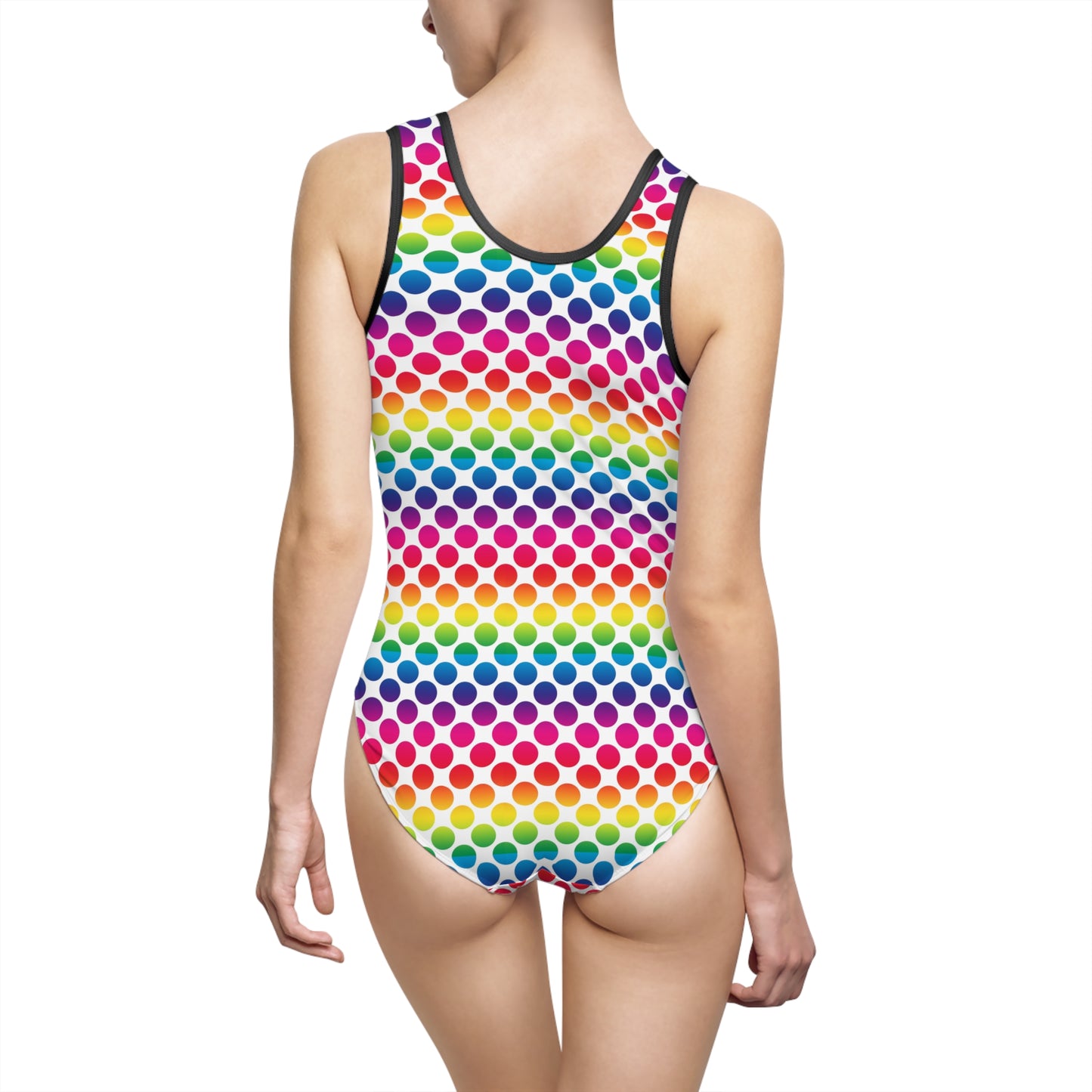 Vibrant Dotted Swimsuit, Fun Summer Swimwear, Beach Day Essential, Pool Party Outfit, Vacation Ready Swimwear