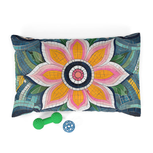 Florals & Swirls Pet Bed, Cozy Bed for Dogs or Cats, Colorful Pet Cushion, Mosaic Design, Unique Pet Decor, Pet Lover Gift