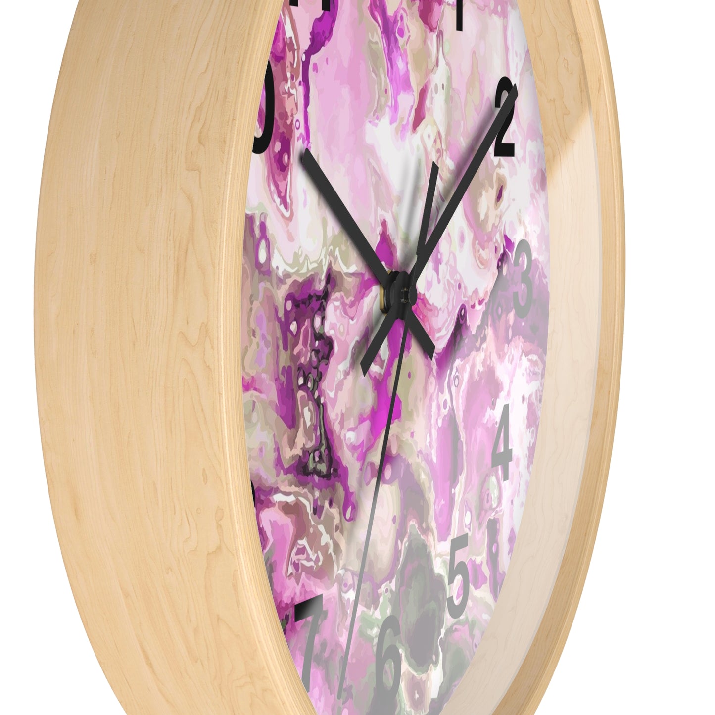 Elegant Pink Swirl Wall Clock Home Decor, Gift for Her, Modern Design, Office Wall Art, Functional Art