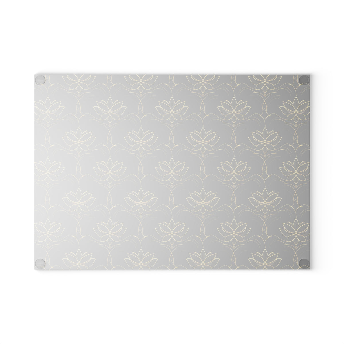 Lotus Pattern Glass Cutting Board — Elegant Black & Gold Kitchen Board