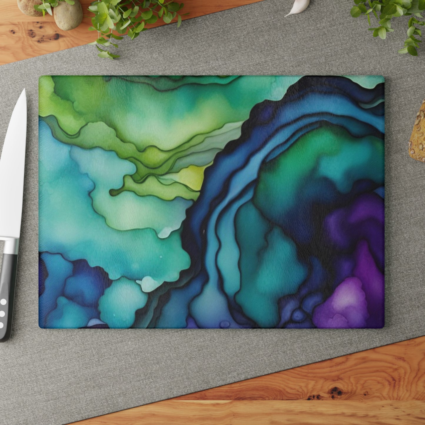 Abstract Marble Glass Cutting Board | Kitchen Decor, Unique Gift, Housewarming, Cooking, Culinary Art