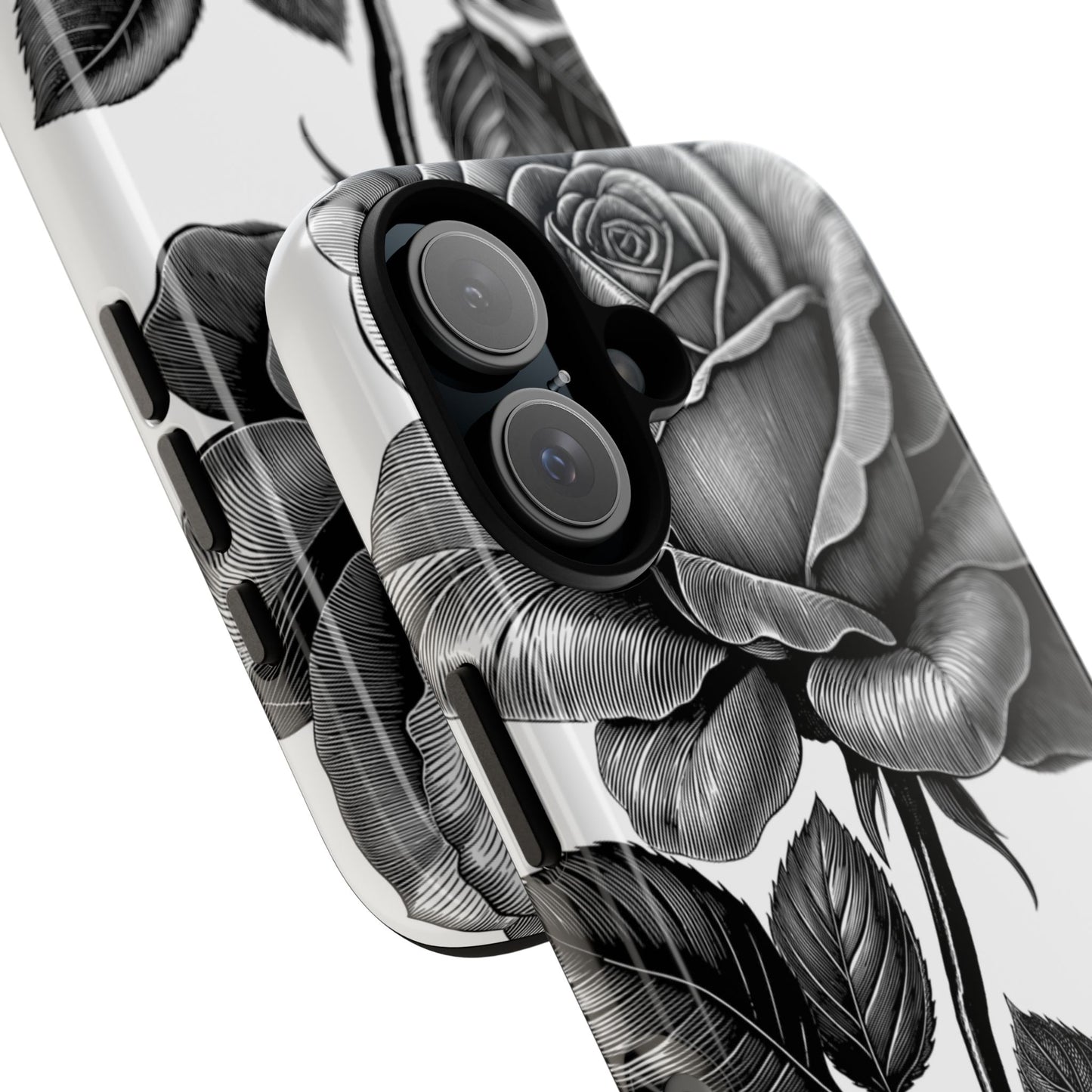 Elegant Floral Phone Case - Tough Cases, Black Rose Design, Floral Phone Cover, Stylish Phone Accessory, Gift for Her, Mother's Day