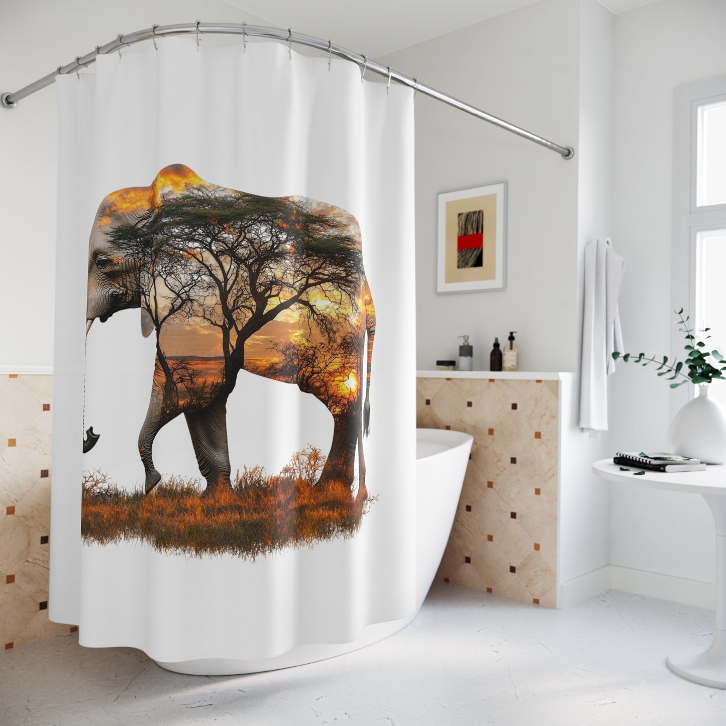Majestic Elephant Shower Curtain | Nature-Inspired Bathroom Decor, Wildlife Art, Eco-Friendly Home, Gift for Animal Lovers