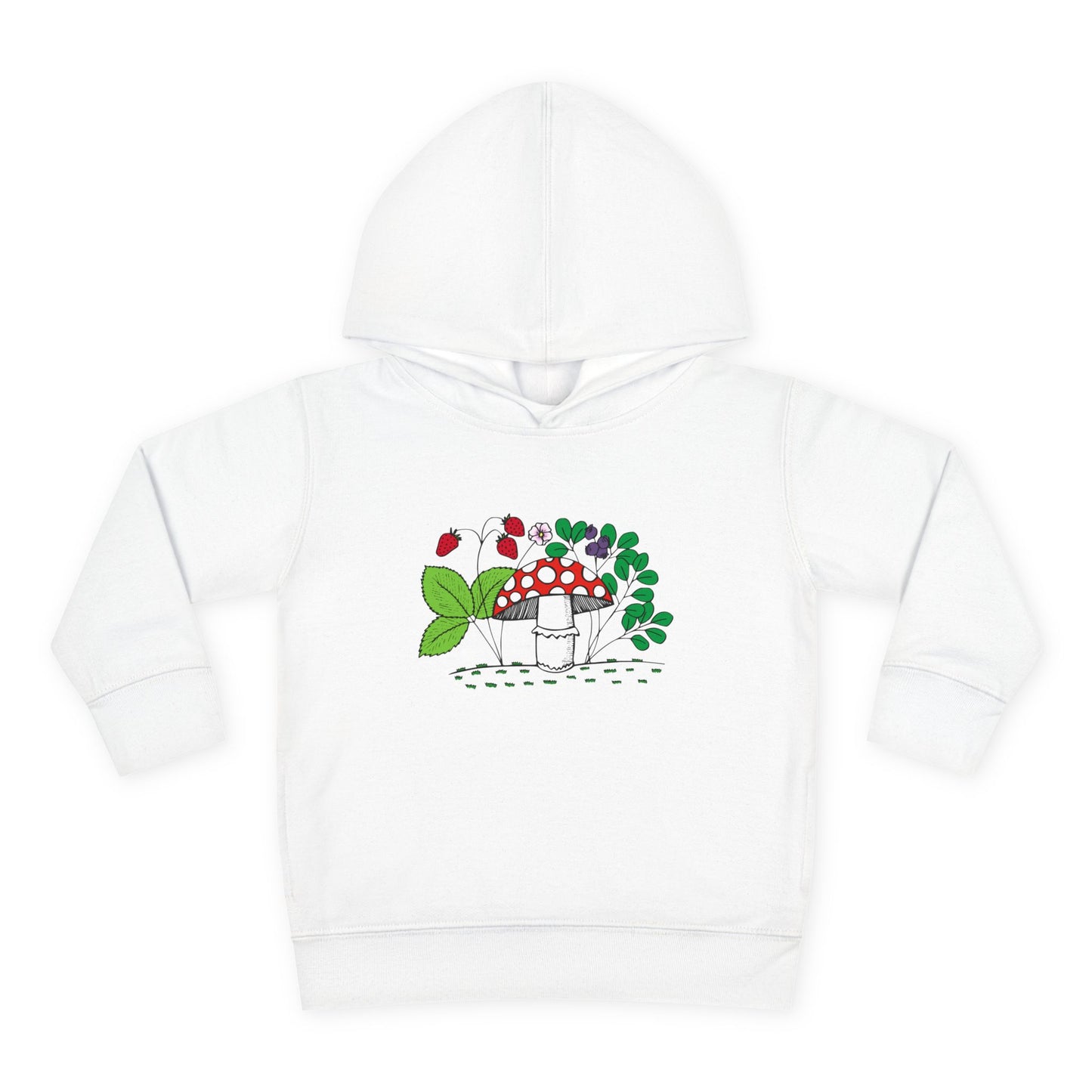 Whimsical Toddler Pullover Fleece Hoodie, Cute Sweater for Kids, Cozy Fall Fashion, Mushroom Design, Halloween Outfit, Gift for Toddlers