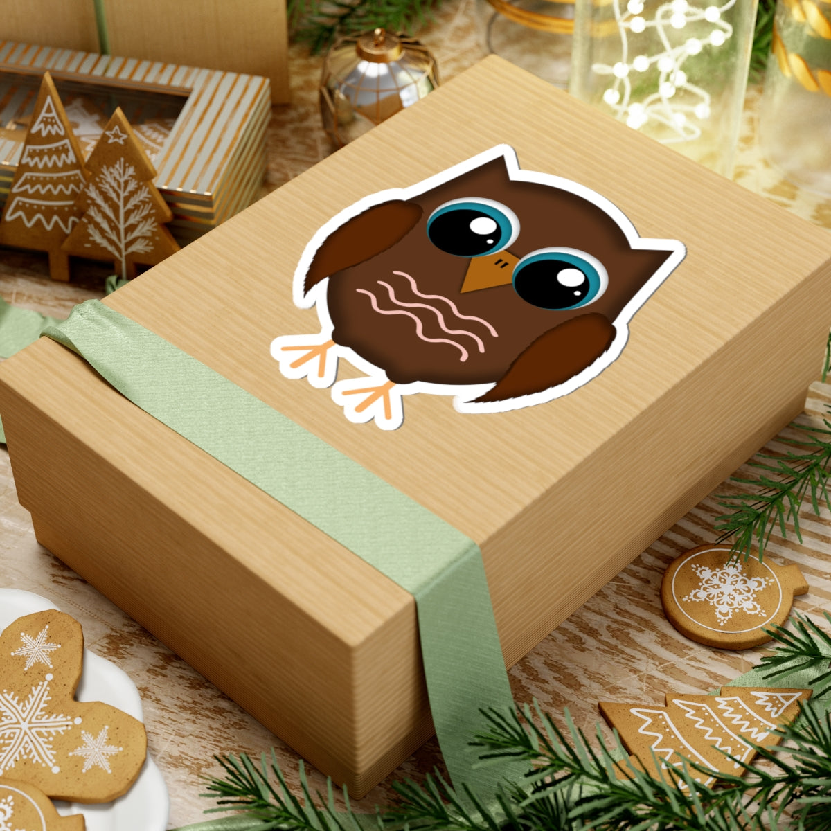 Cute Brown Owl Kiss-Cut Stickers, Fun Laptop Decals, Perfect for School Supplies, DIY Projects, Animal Lovers' Gifts