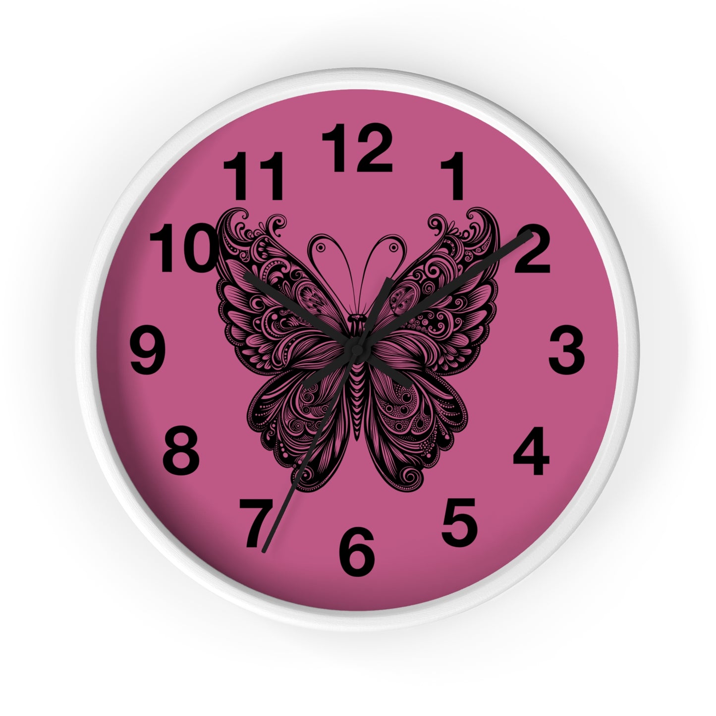Butterfly Inspired Wall Clock | Chic Home Decor, Unique Gift for Her, Modern Timepiece, Butterfly Lover Gift, Pink Wall Clock