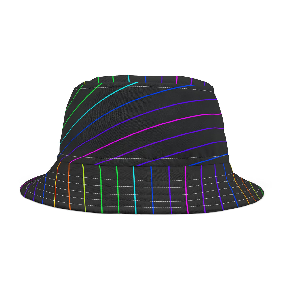 Neon Stripe Bucket Hat — Rainbow Lines Pattern AOP