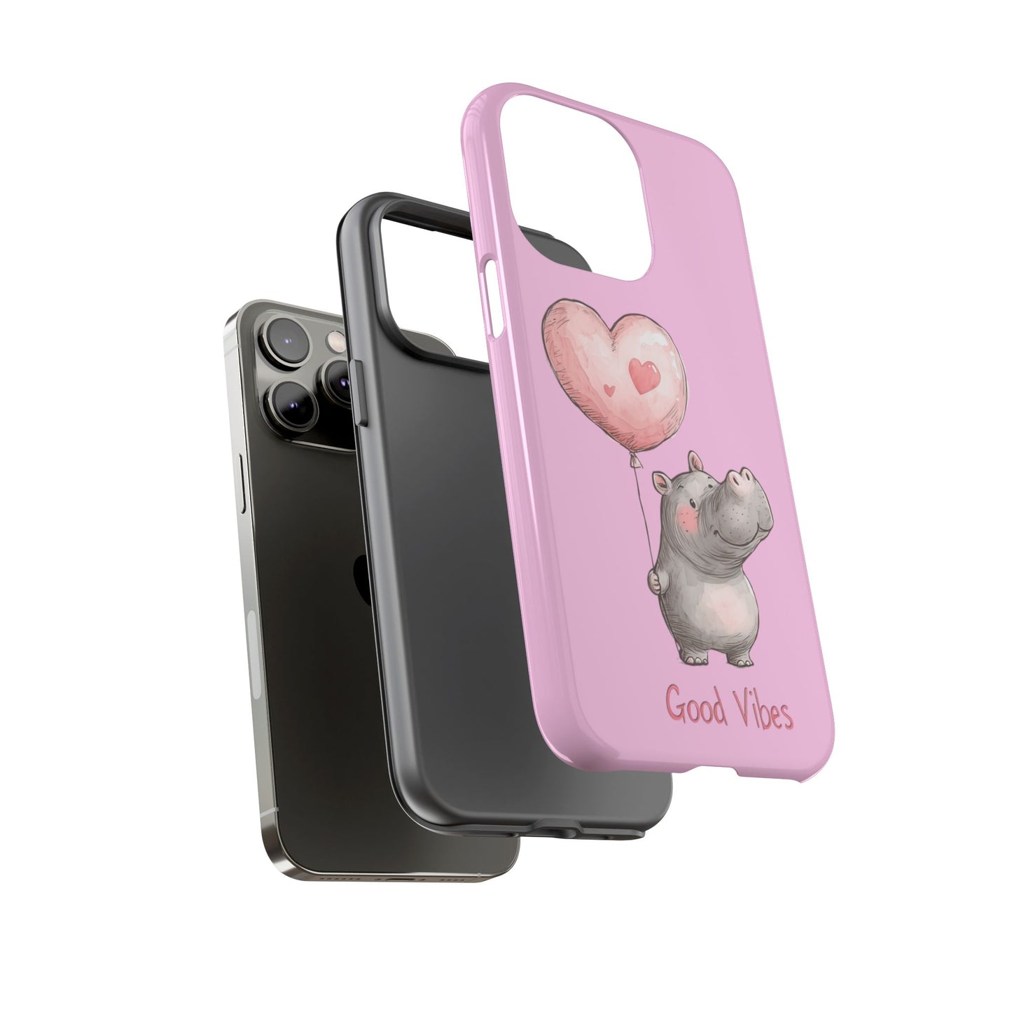 Cute Hippo Phone Case | Good Vibes, Gift for Friends, Cute Phone Accessories, Animal Lover Gift, Happy Phone Cover
