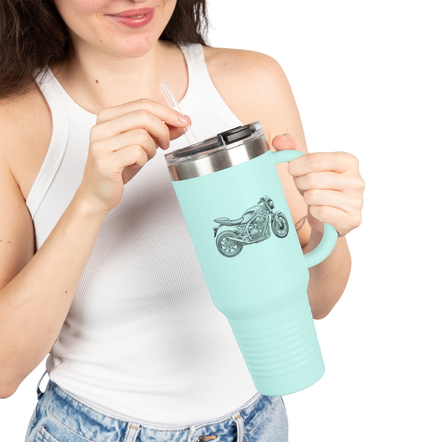 Motorcycle Insulated Travel Mug, 40oz - Perfect Gift for Bikers, Outdoor Adventures, Road Trips, and Daily Commutes