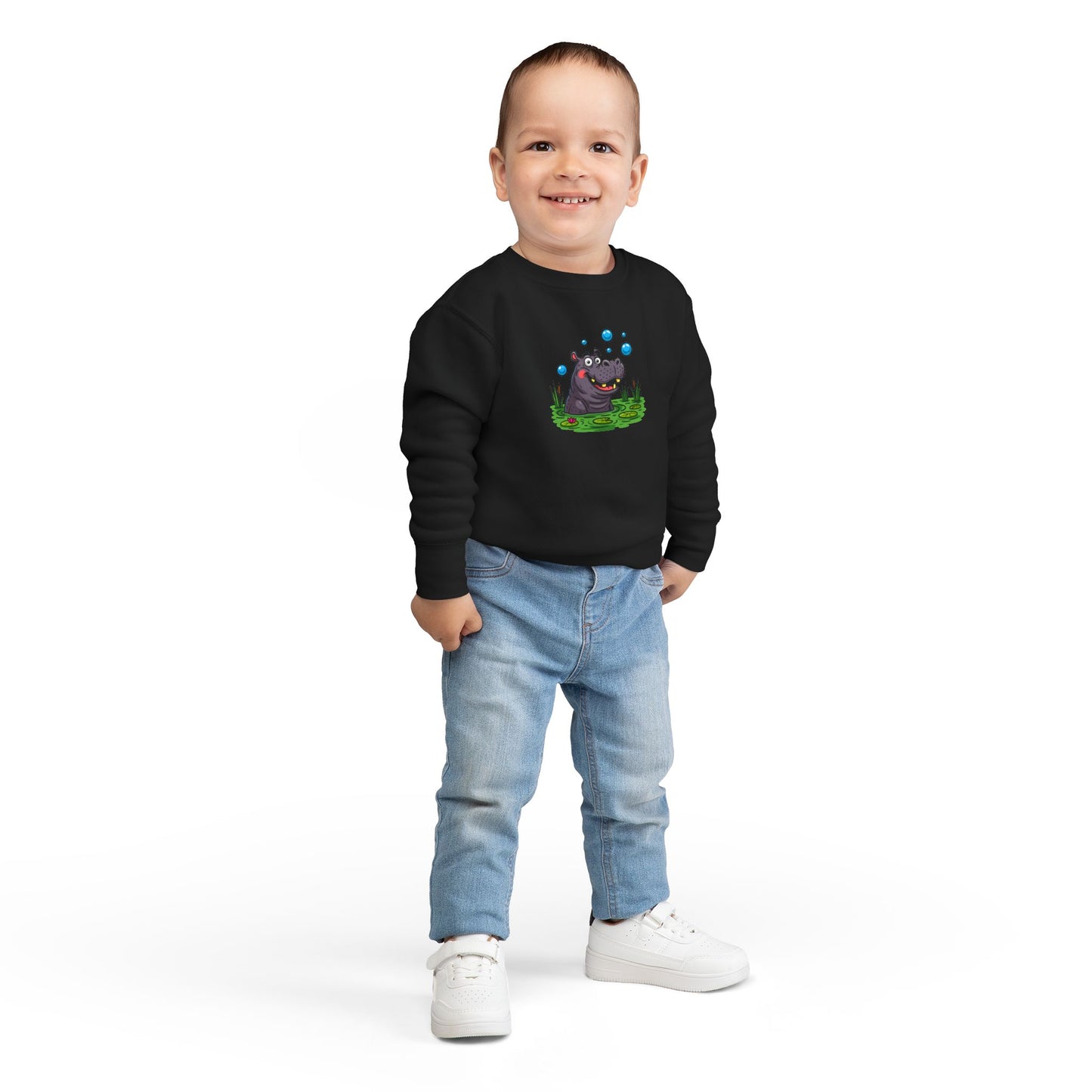 Toddler Hippo Sweatshirt, Cute Animal Apparel, Kids' Gift Idea, Birthday Present, Playful Toddler Clothes, Animal Lover Sweatshirt