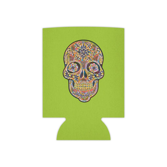 Day of the Dead Can Cooler, Colorful Skull Drink Holder, Party Favor for Dia de los Muertos, Eco-Friendly Beverage Insulator