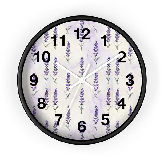 Lavender Sprig Wall Clock — Botanical Floral Clock for Kitchen, Bedroom & Living Room