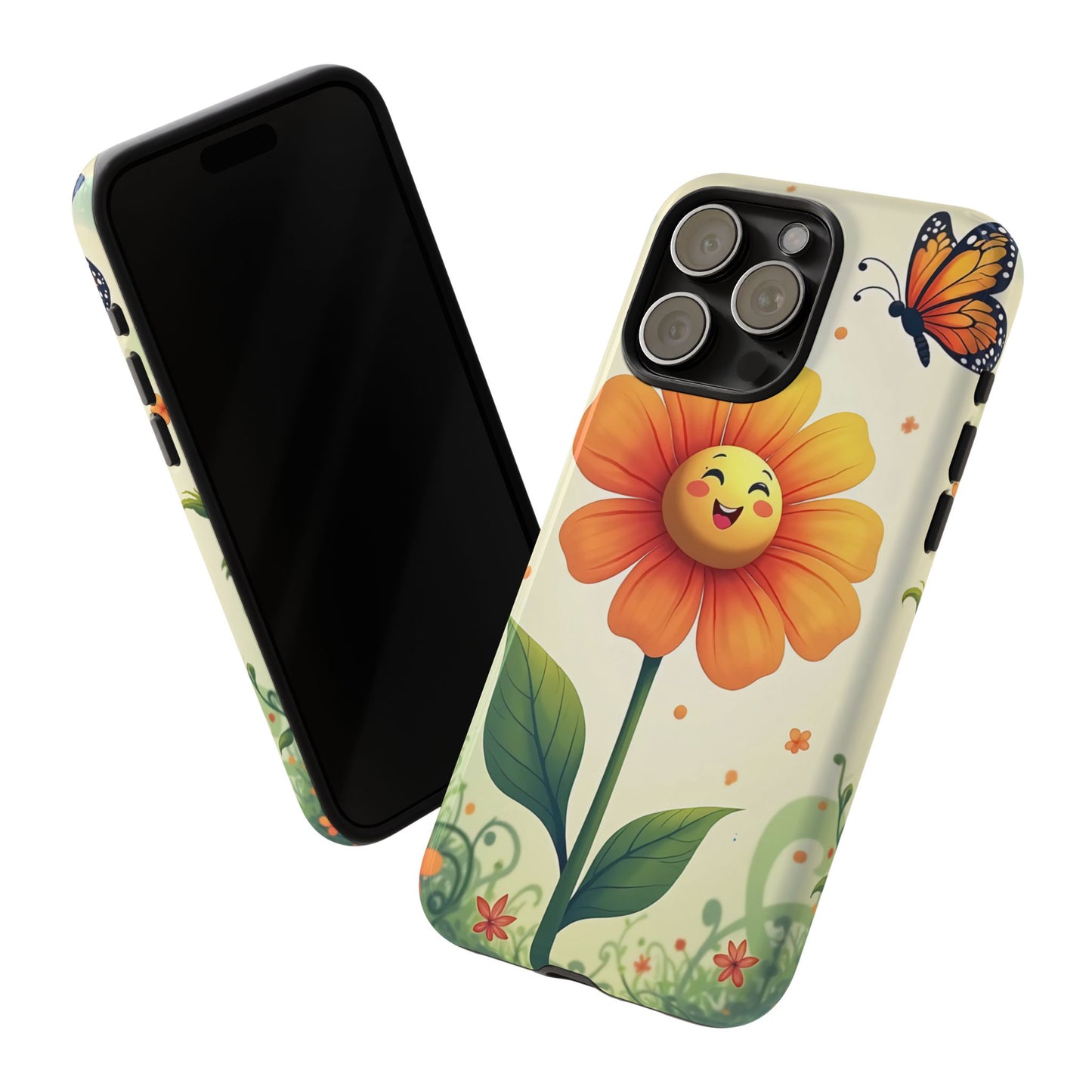Floral Phone Case with Butterfly Design, Cute Flower Phone Cover for Nature Lovers, Eco-Friendly Gift, Spring Vibes, Birthday Present