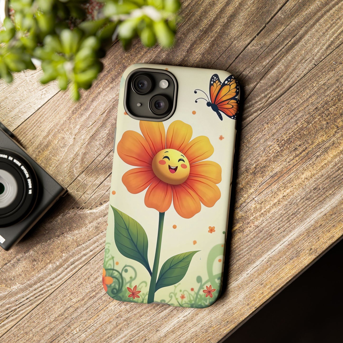 Floral Phone Case with Butterfly Design, Cute Flower Phone Cover for Nature Lovers, Eco-Friendly Gift, Spring Vibes, Birthday Present