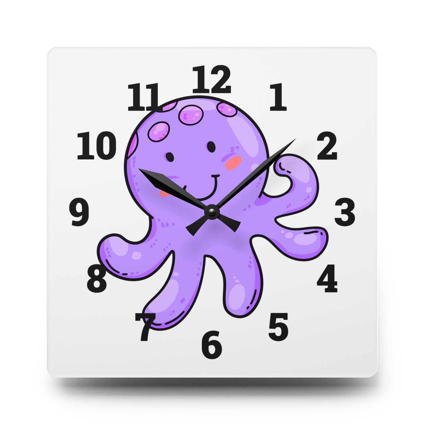 Cute Octopus Acrylic Wall Clock - Fun Kids Room Decor, Nautical Wall Art