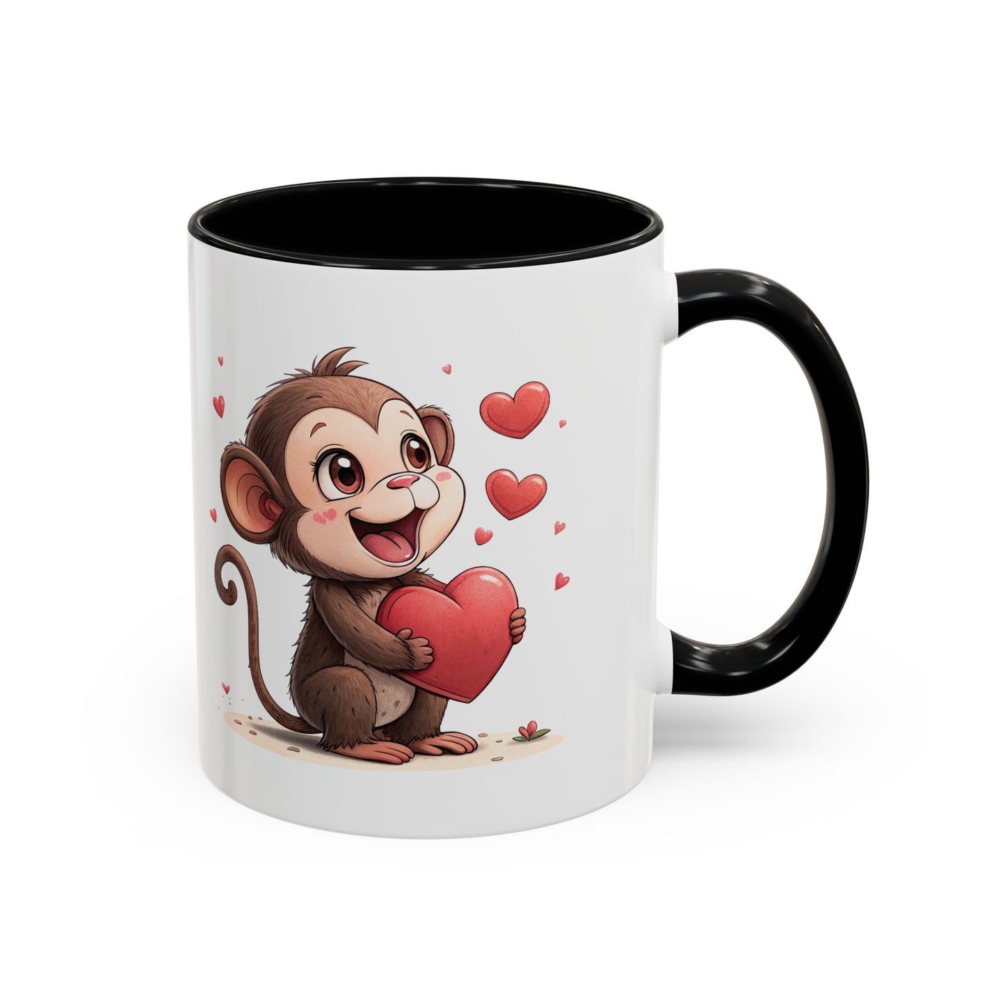 Cute Monkey Love Coffee Mug, Valentine's Gift, Animal Lover's Mug, Heartfelt Coffee Cup, Fun Kitchen Decor