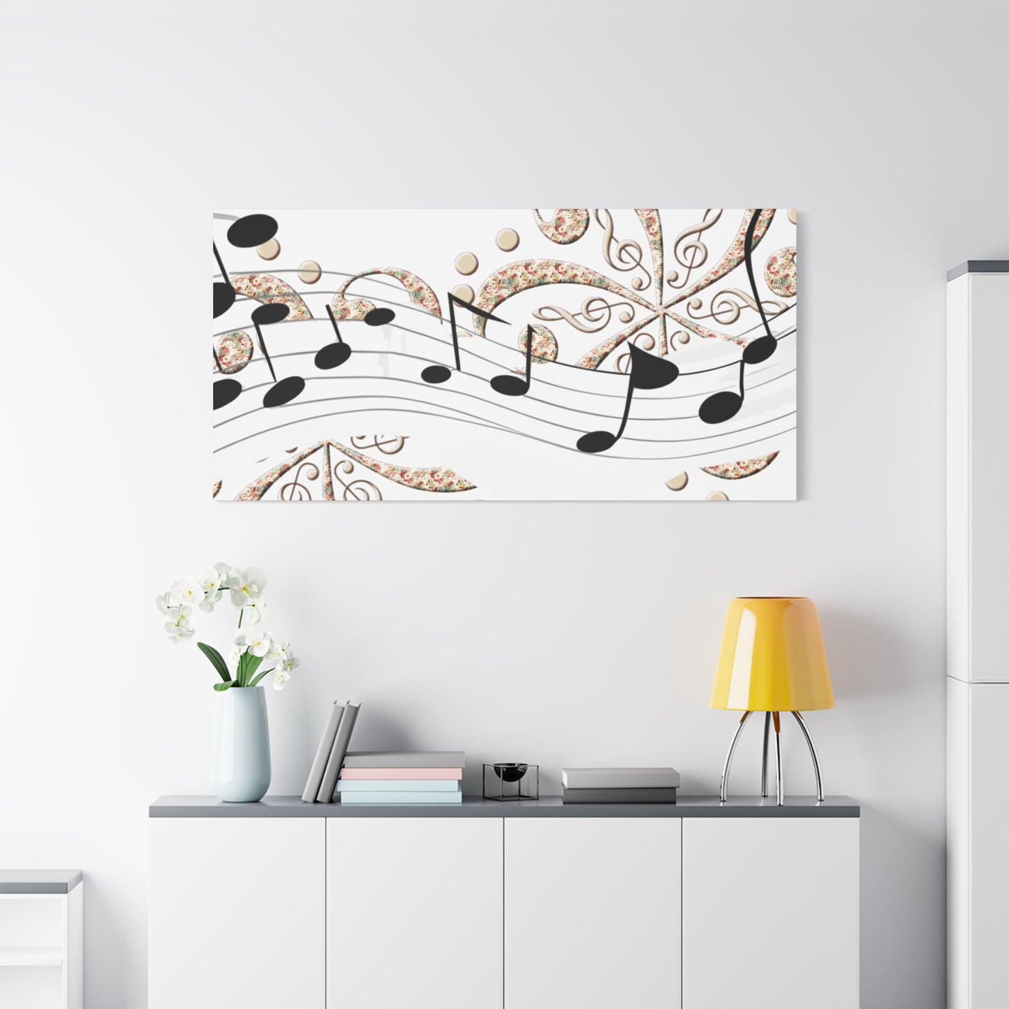 Musical Note Canvas Art, Floral Decor for Home, Music Lover Gift, Wall Art for Musicians, Unique Gift Idea
