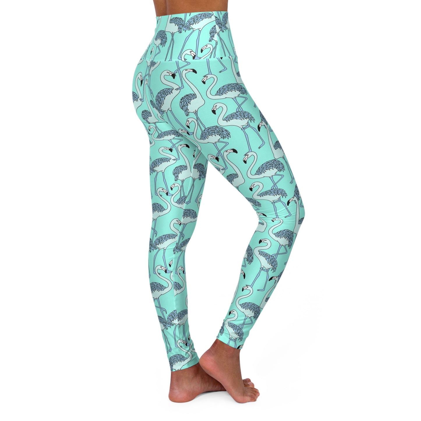 Flamingo High Waisted Yoga Leggings, Trendy Activewear, Gym Leggings