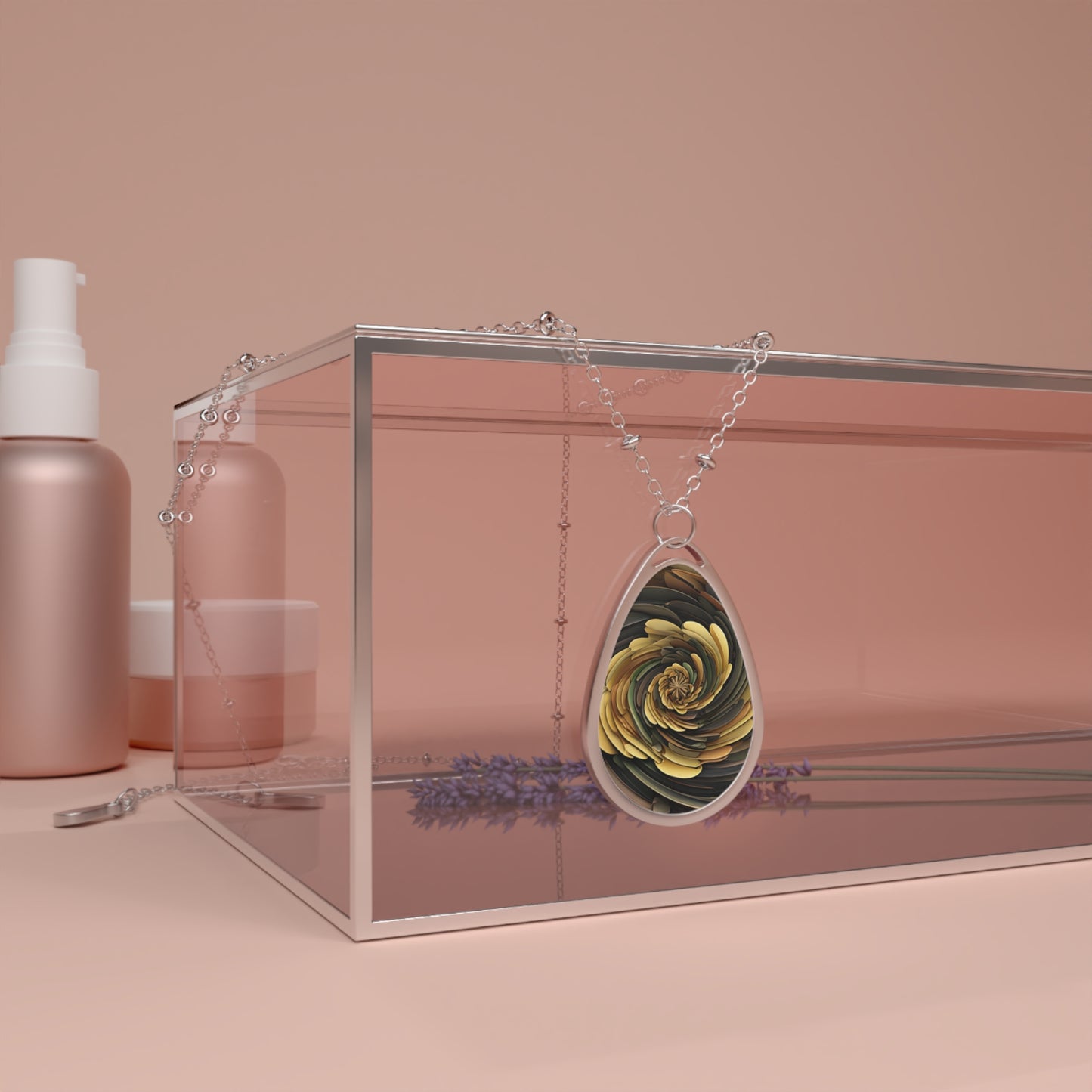 Elegant Floral Oval Necklace, Statement Jewelry, Gift for Her