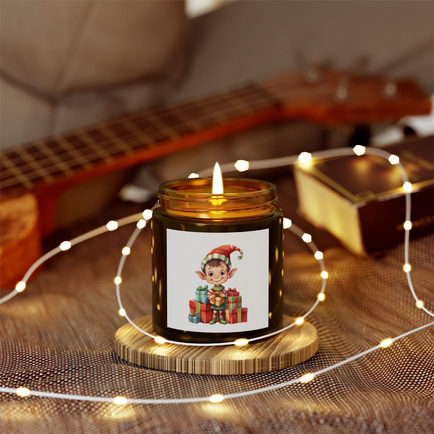 Festive Elf Scented Candle, Cheerful Holiday Decor, Perfect Gift for Christmas, Seasonal Home Fragrance, Joyful Aromatherapy