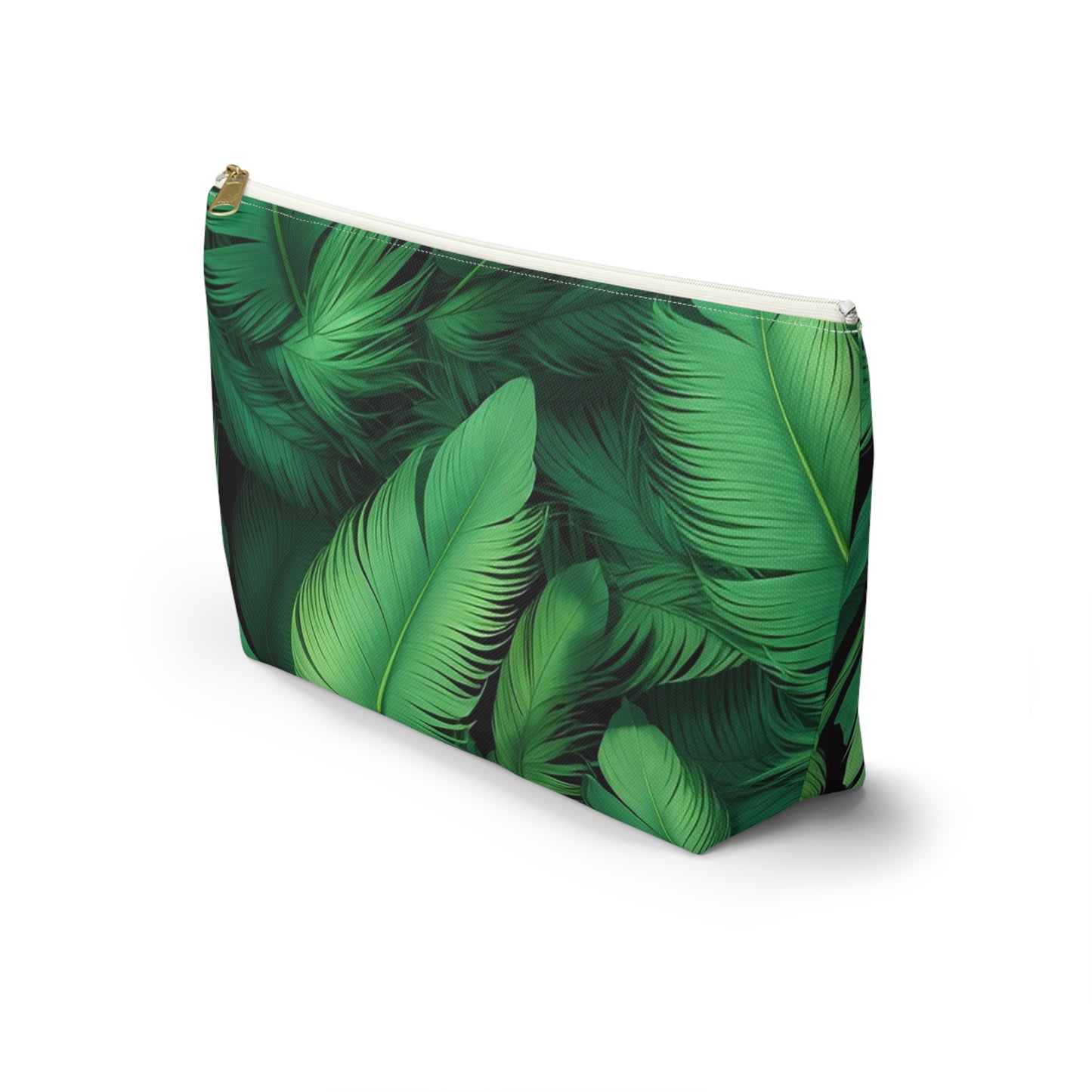 Tropical Leaf Accessory Pouch, Eco-Friendly Makeup Bag, Travel Organizer, Green Floral Pouch, Cute Gift for Nature Lovers