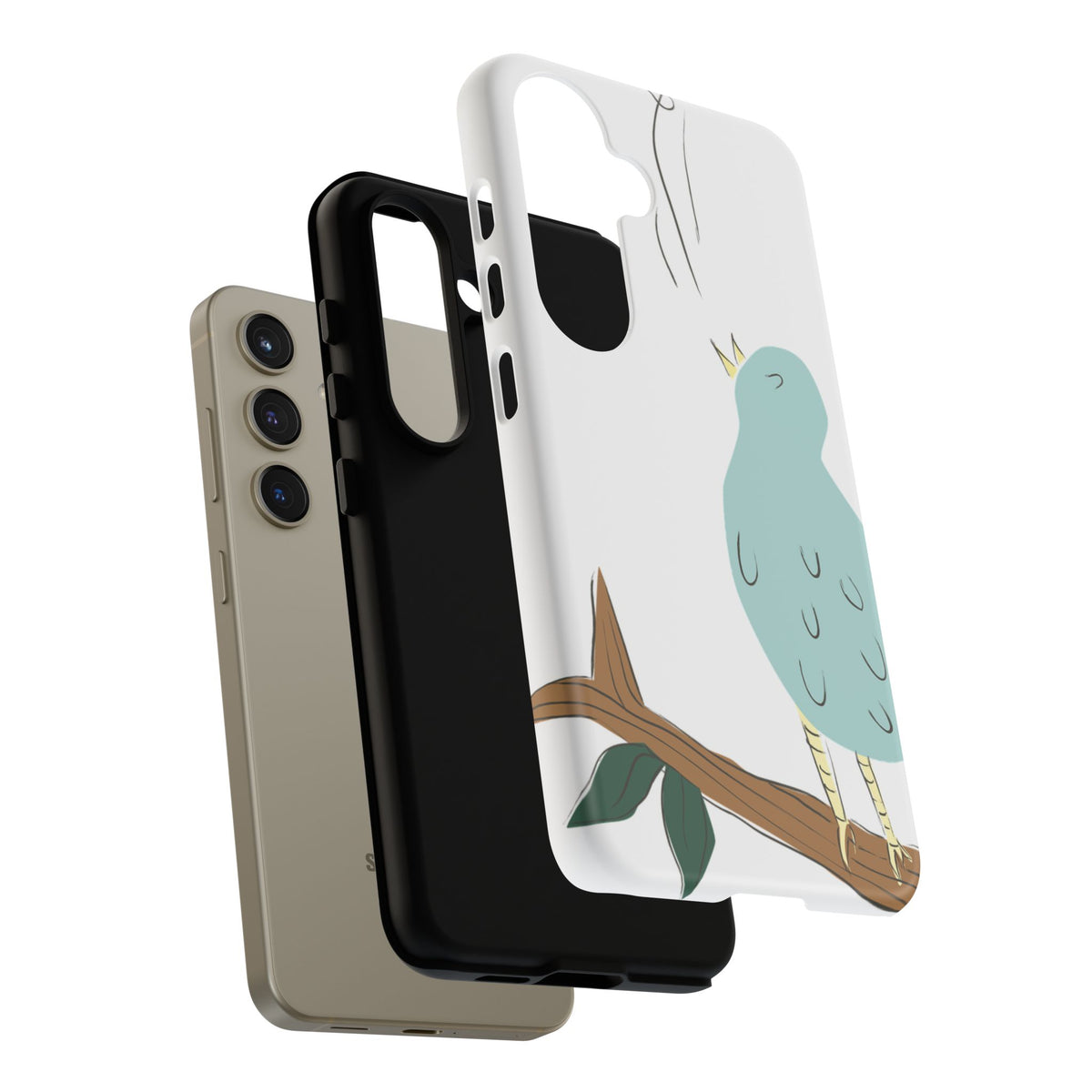 Birdsong Phone Case — Cute Blue Bird on Branch Protective Case