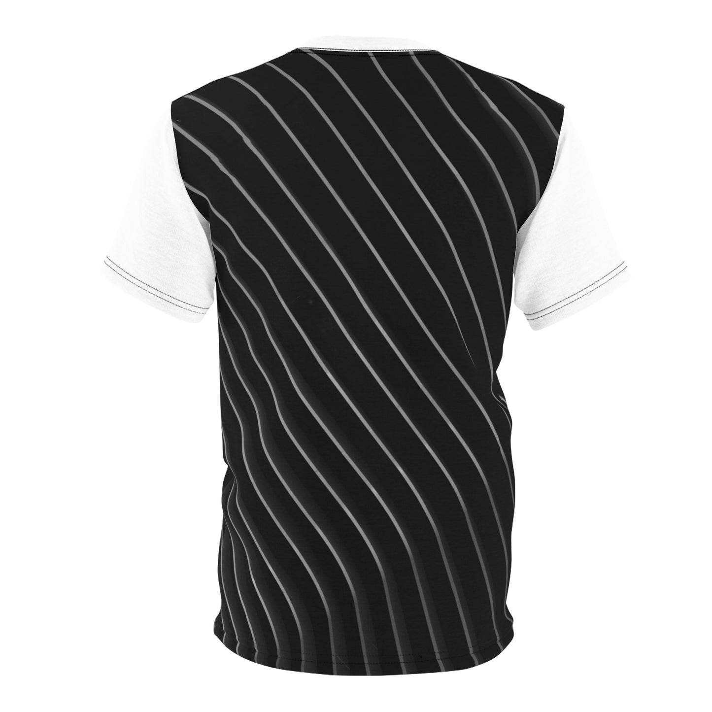 Stylish Unisex Cut Sew Tee, Trendy Striped Black and White Shirt