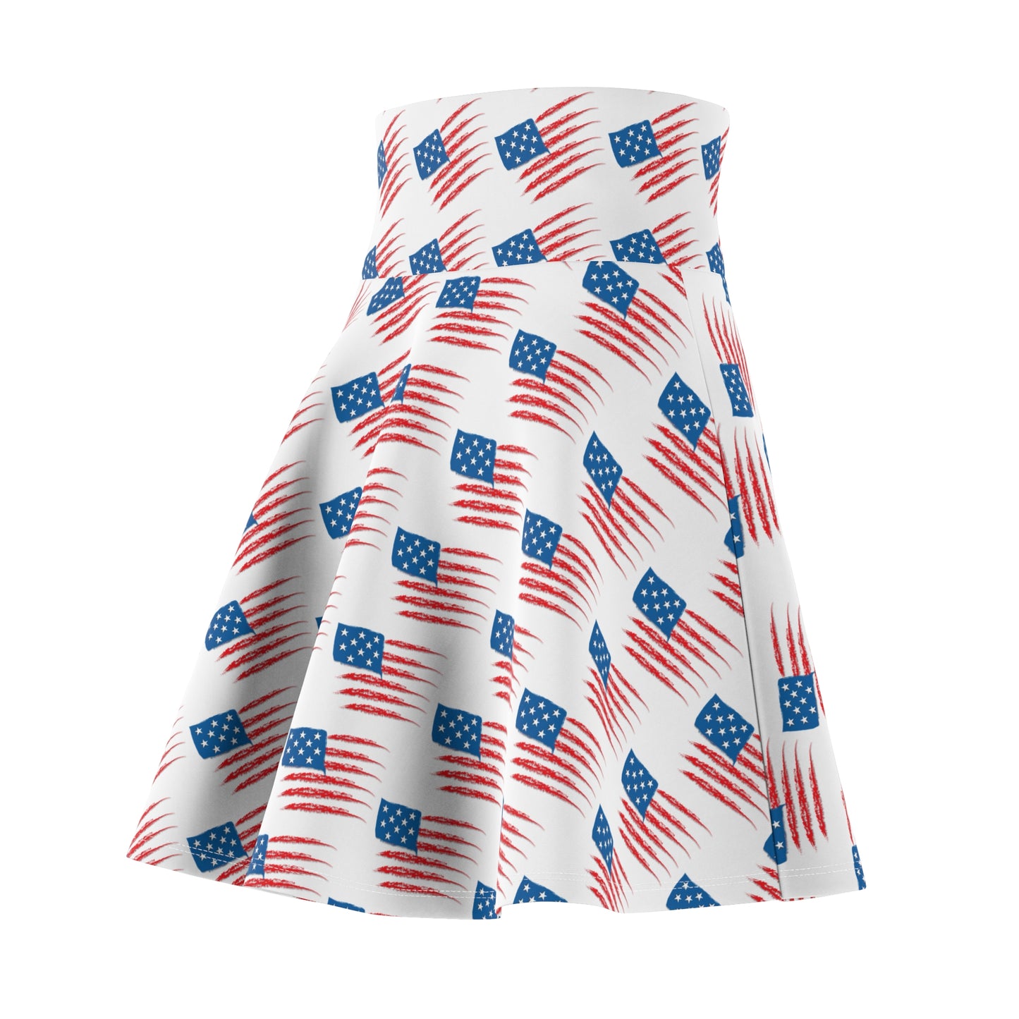 Patriotic Women's Skater Skirt, American Flag Print Skirt