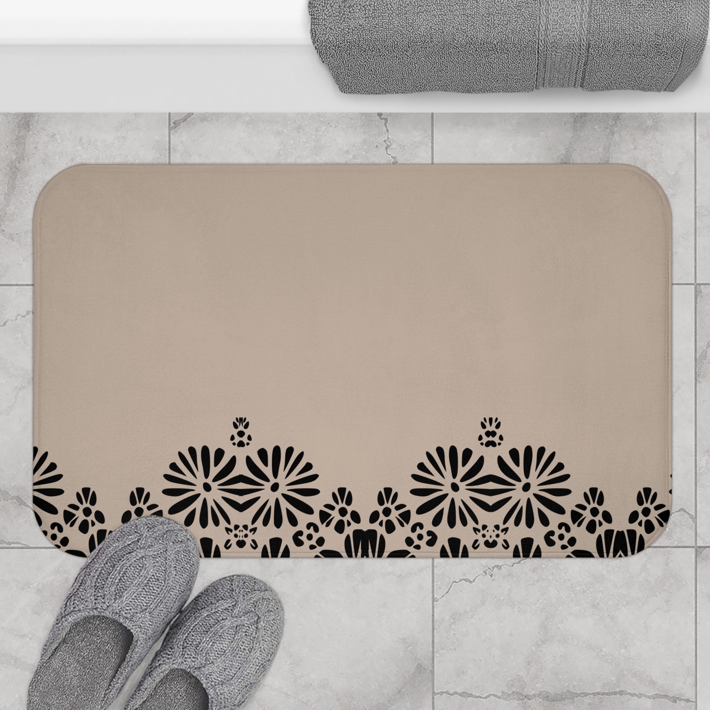 Floral Elegance Bath Mat - Chic Bathroom Decor, Home Spa Essentials, Gift for Her, Modern Design, Cozy Comfort